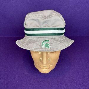 Michigan State Spartans Team Stripe Bucket Hat Legacy Tan Adult S/M NWOT